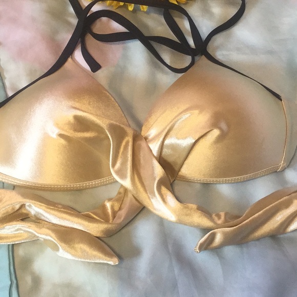 LAST 1❤️TASTEFUL X STYLE GOLD AND BLACK BIKINI - Picture 3 of 8